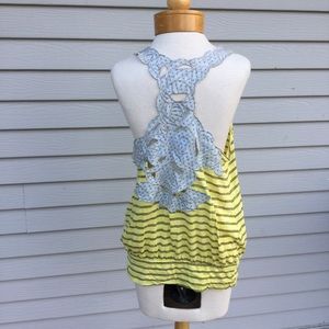 Free People Embellished Striped Racerback Tank L